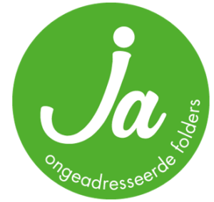 Sticker met tekst 'Ja, ongeadresseerde folders'